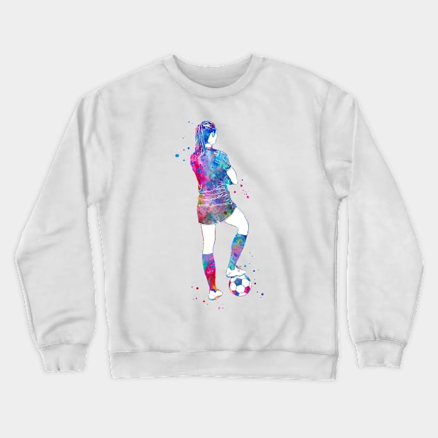 Female Soccer Player Crewneck Sweatshirt by RosaliArt